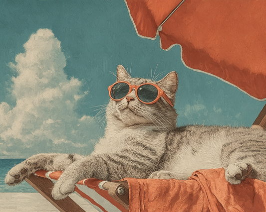 Beach Cat Relaxing Wooden Jigsaw Puzzle