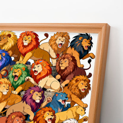 Majestic Lions - Wooden Coloring Puzzle