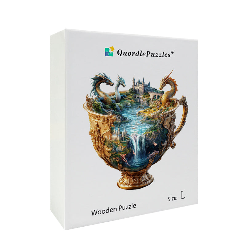 Dragons Over Castle Falls Wooden Jigsaw Puzzle