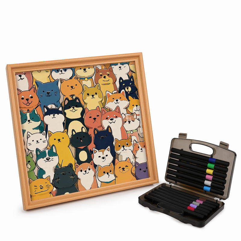 Shiba Squad- Wooden Coloring Puzzle