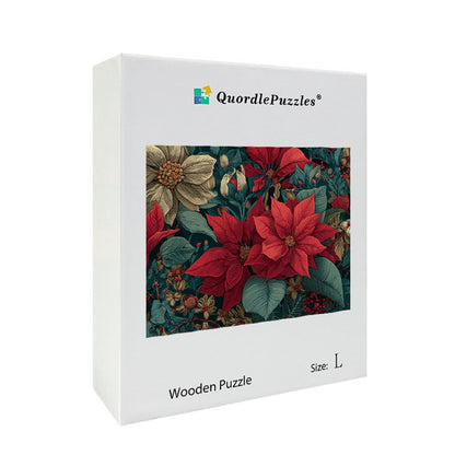 Poinsettia Pattern Wooden Jigsaw Puzzle