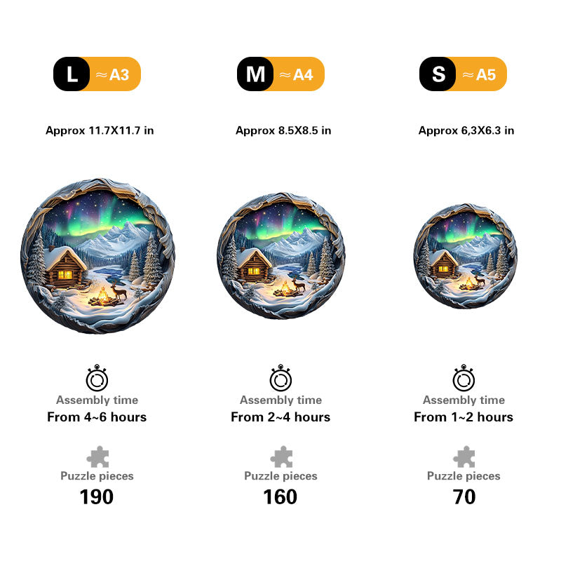 3D Northern Lights Cabin Wooden Jigsaw Puzzle