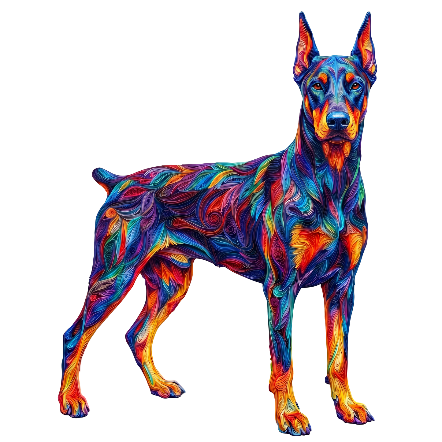 Vibrant Doberman Dog Wooden Puzzle