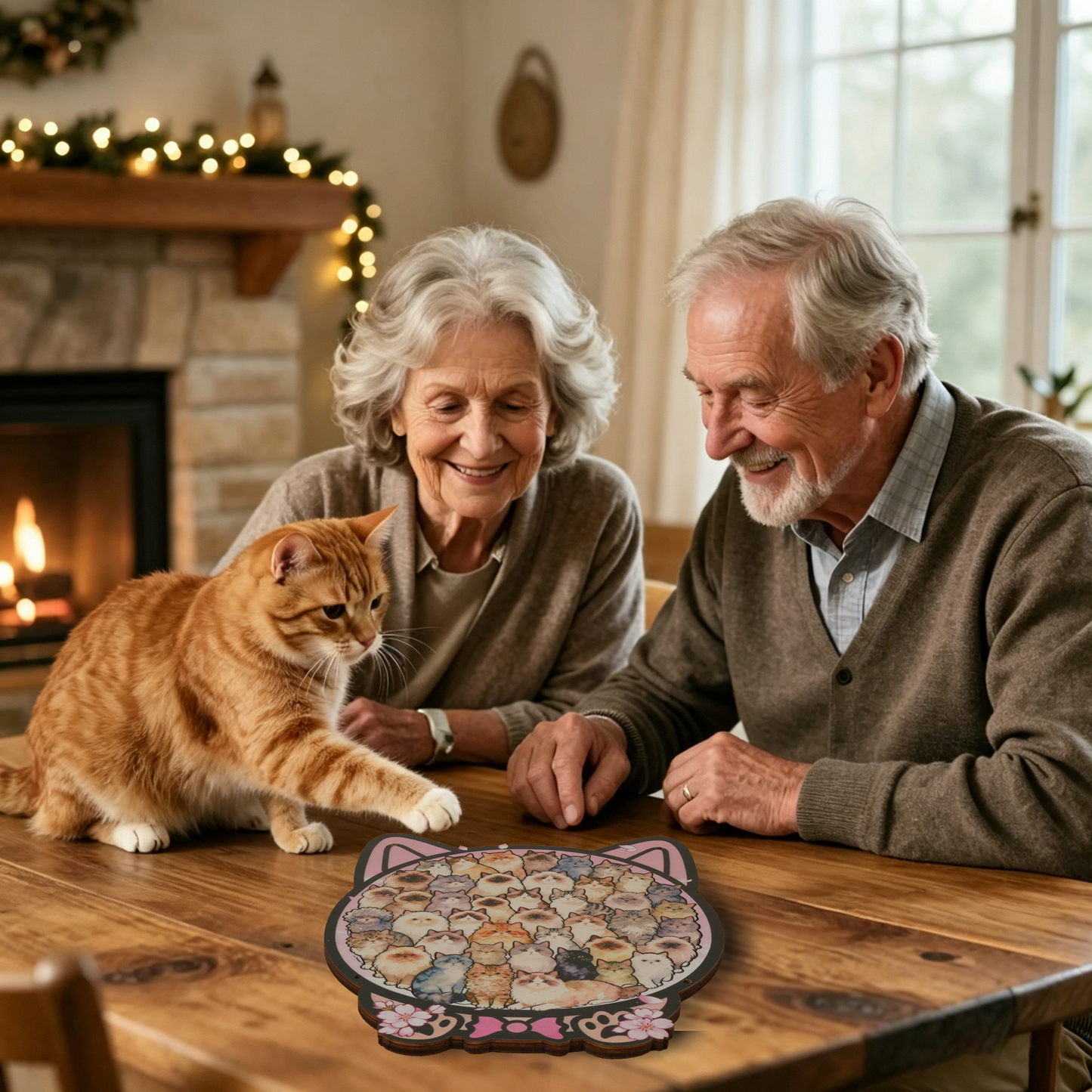 Cherry Blossom Cat Gathering Display Puzzle