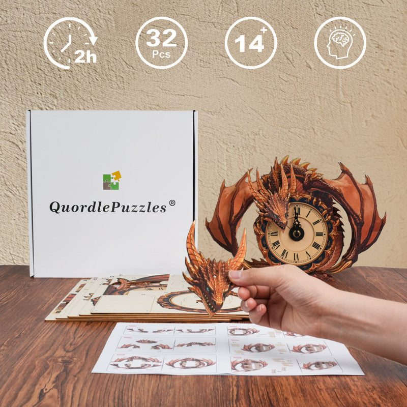 Dragon of Time Wooden Clock Puzzle