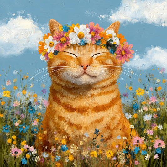 Flower Crown Cat Bliss Wooden Jigsaw Puzzle
