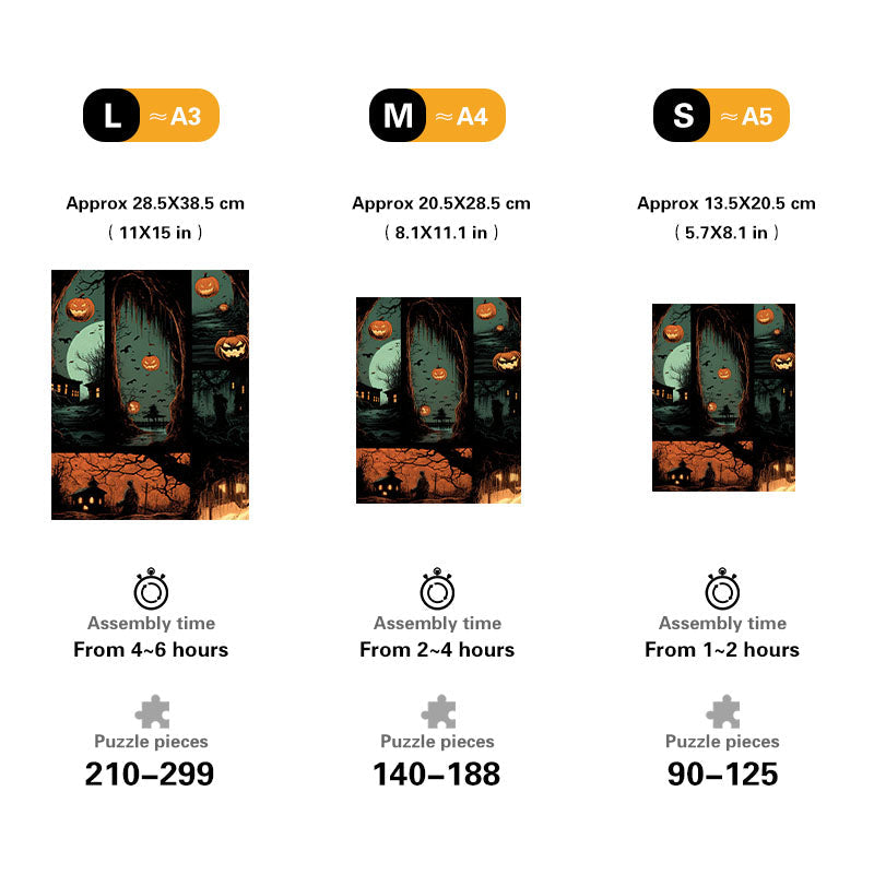 Halloween Night Four-Panel Comic Wooden Jigsaw Puzzle