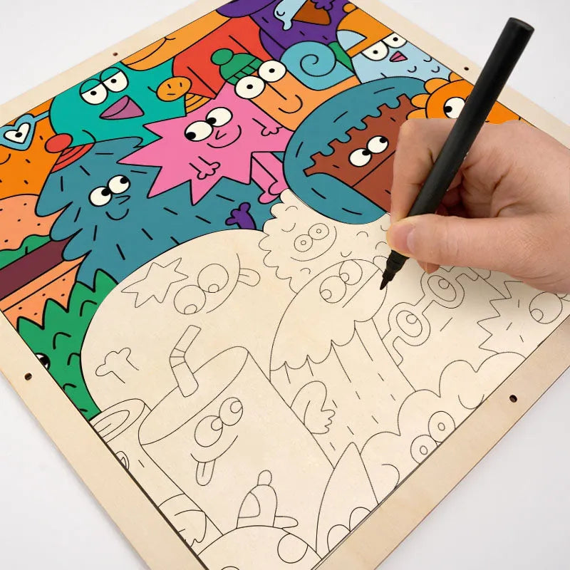 Faces of Things - Wooden Coloring Puzzle