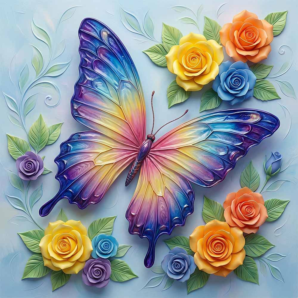 Iridescent Butterfly Bloom Wooden Jigsaw Puzzle
