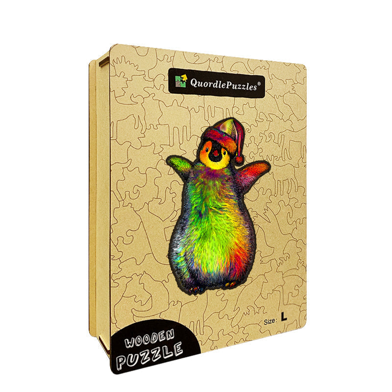 Festive Rainbow Penguin Wooden Jigsaw Puzzle