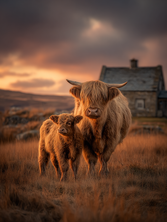 Farm Cows at Golden Hour Wooden Jigsaw Puzzle
