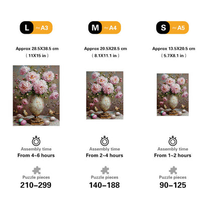 Floral Elegance with Birds Wooden Jigsaw Puzzle