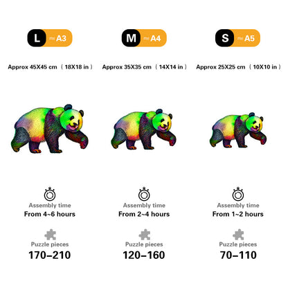 Rainbow Strolling Panda Wooden Jigsaw Puzzle