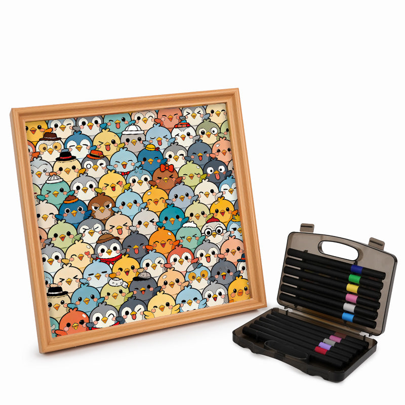 Bird Crowd - Wooden Coloring Puzzle