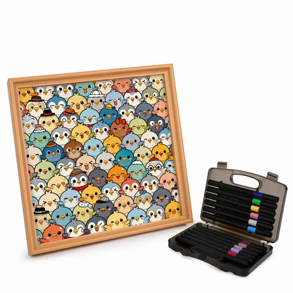 Bird Crowd - Wooden Coloring Puzzle