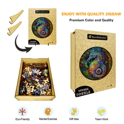 Mandala Seahorse Wooden Jigsaw Puzzle