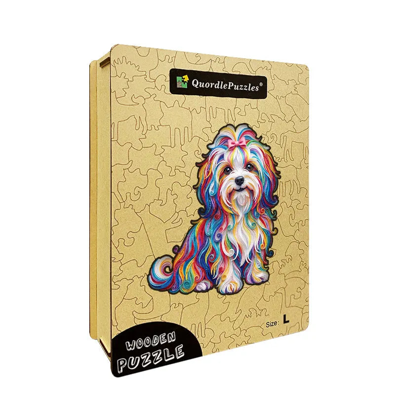 Rainbow Whimsy Puppy Wooden Puzzle