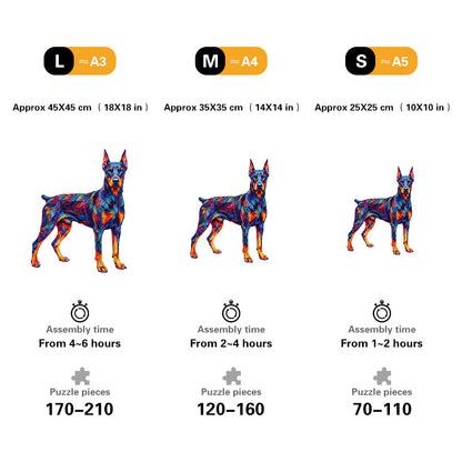 Vibrant Doberman Dog Wooden Puzzle