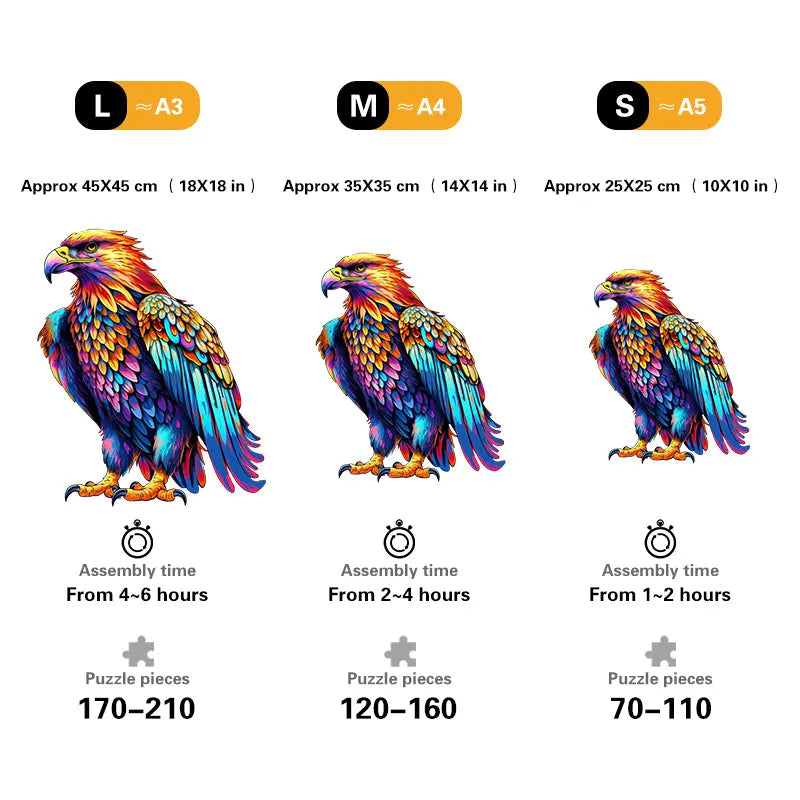 🔥LAST DAY 92% -Colorful Eagle Art Wooden Jigsaw Puzzle