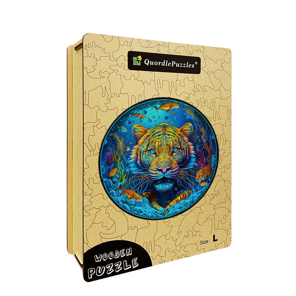 Psychedelic Tiger Wooden Jigsaw Puzzle