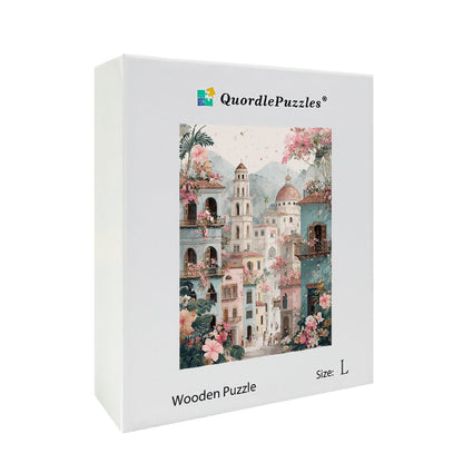Floral Cityscape Wooden Jigsaw Puzzle