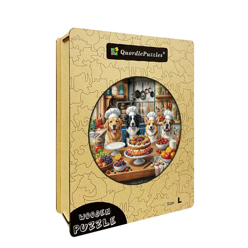 Four Paws in the Kitchen Wooden Jigsaw Puzzle