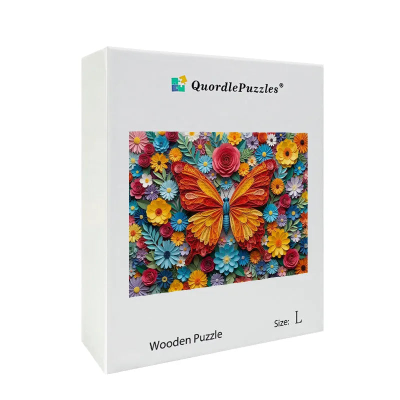 Quilled Butterfly Garden Wooden Jigsaw Puzzle