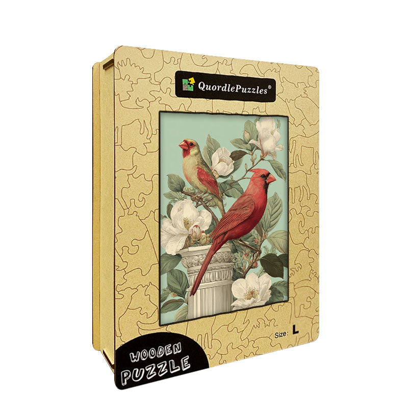 Perched Cardinals Wooden Jigsaw Puzzle