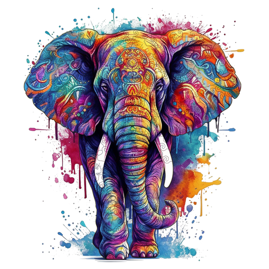 🔥Last Day 84% OFF-Rainbow Elephant blue Wooden Jigsaw Puzzle