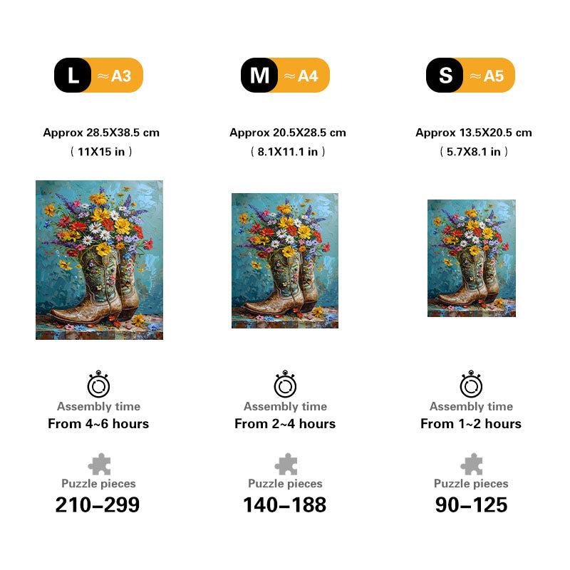 Flowers in Boots Wooden Jigsaw Puzzle