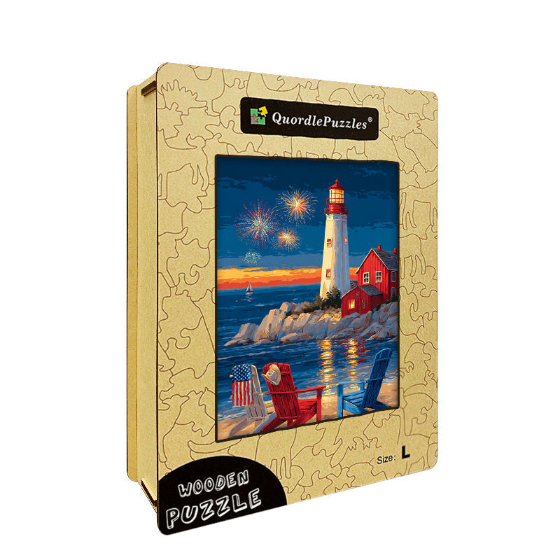Patriotic Beach Wooden Jigsaw Puzzle