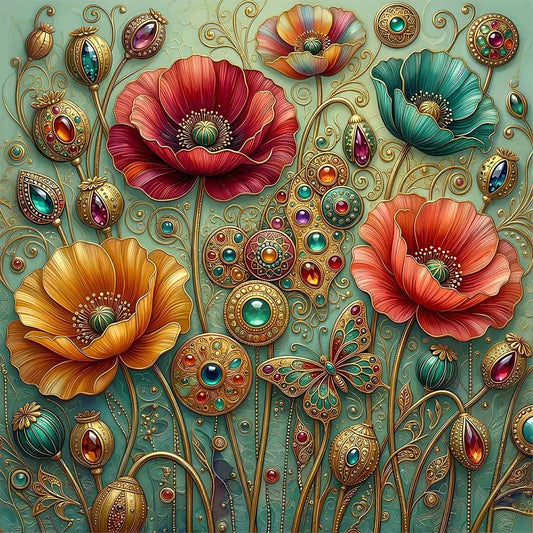 Jeweled Floral Reverie Wooden Jigsaw Puzzle
