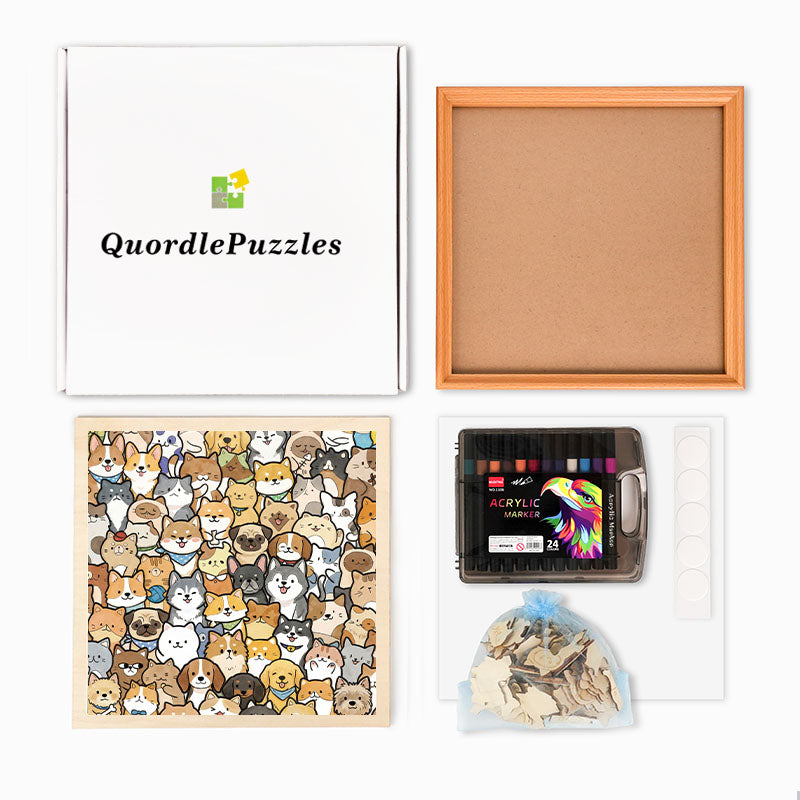 Tiny Puppy World - Wooden Coloring Puzzle